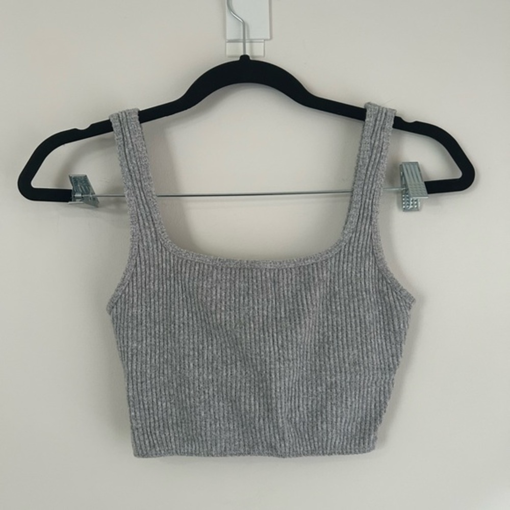 ABERCROMBIE‎ grey ribbed crop tank